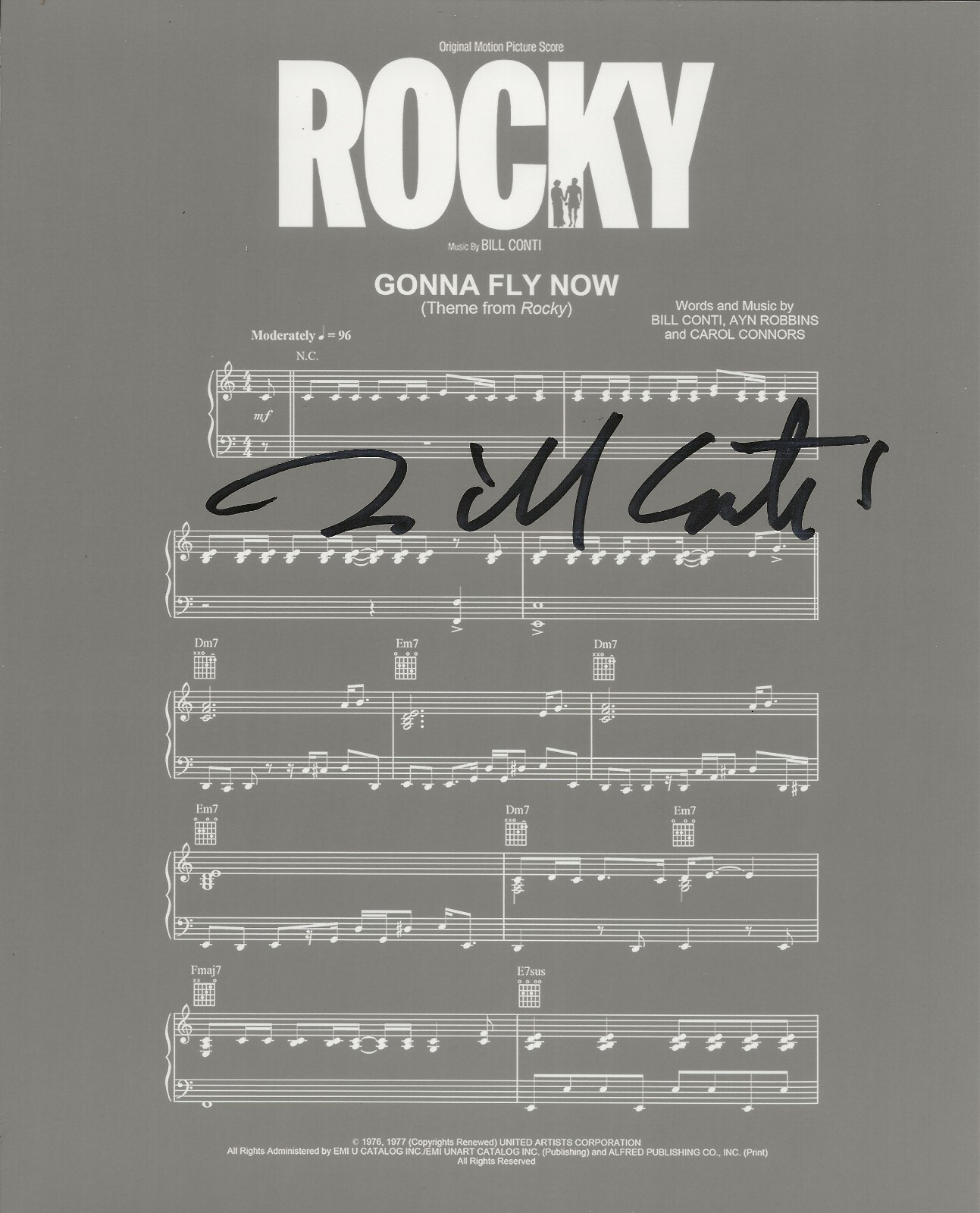 BILL CONTI SIGNED GONNA FLY NOW ROCKY SOUNDTRACK SHEET MUSIC #2 COA AUTOGRAPHED COLLECTIBLE MEMORABILIA