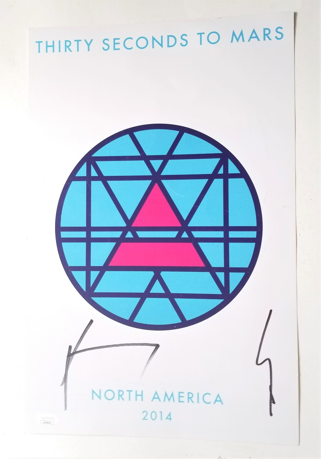 30 THIRTY SECONDS TO MARS SIGNED 2014 TOUR POSTER JSA COA JARED SHANNON LETO COLLECTIBLE MEMORABILIA
