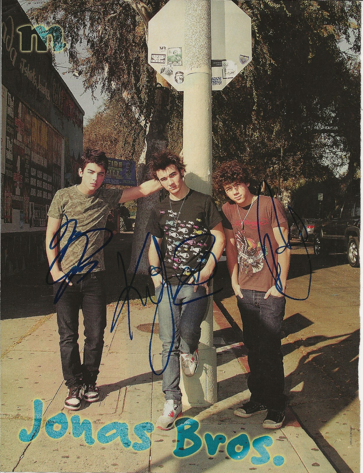 Jonas Brothers REAL hand SIGNED Magazine Page #2 JSA LOA Autographed All 3
