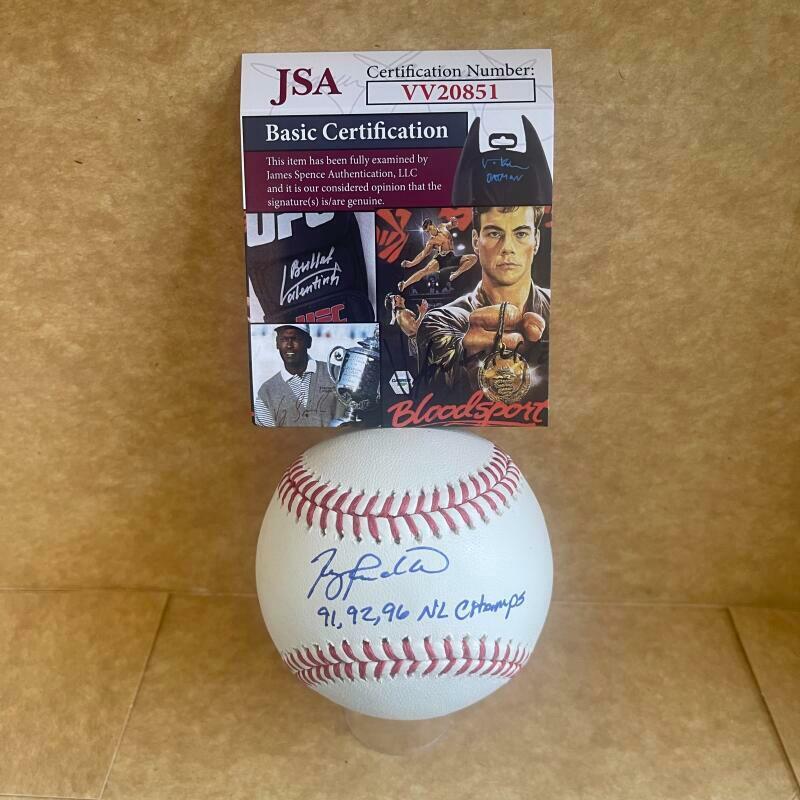 TERRY PENDLETON BRAVES 91,92, 96 NL CHAMPS SIGNED AUTOGRAPHED JSA VV20851