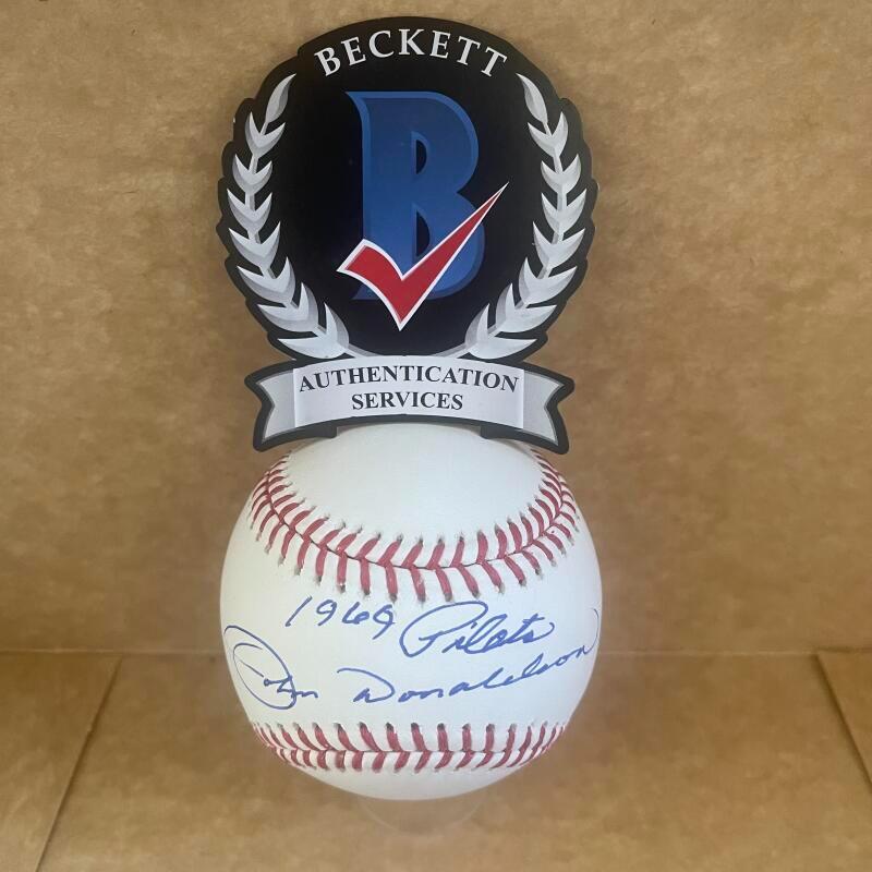 JOHN DONALDSON 1969 PILOTS SIGNED AUTO M.L. BASEBALL BAS AUTHENICATED