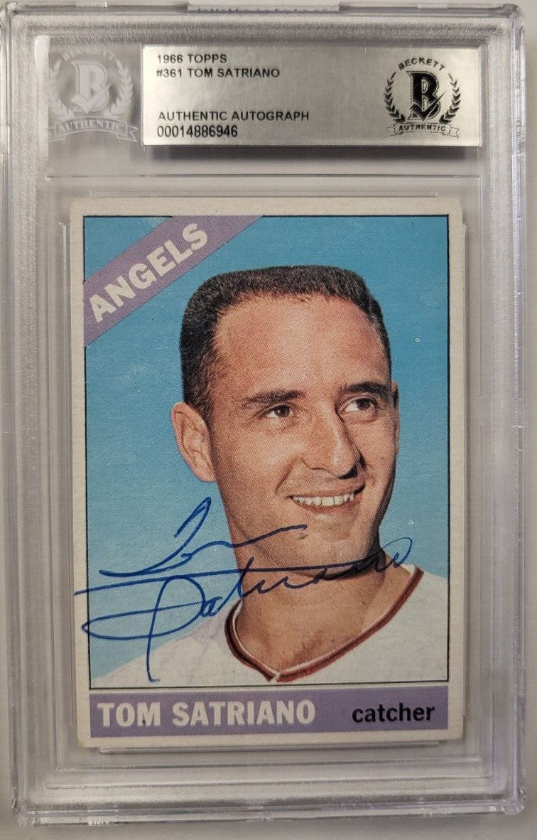 1966 TOPPS TOM SATRIANO ANGELS #361 AUTHENTIC AUTO CERTIFIED BECKETT CARD