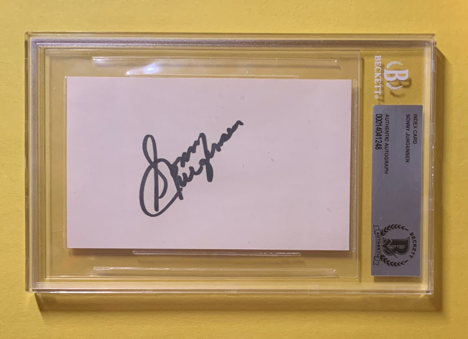 SONNY JURGENSEN SIGNED BECKETT AUTHENTIC AUTO INDEX CARD WASHINGTON / EAGLES COLLECTIBLE MEMORABILIA