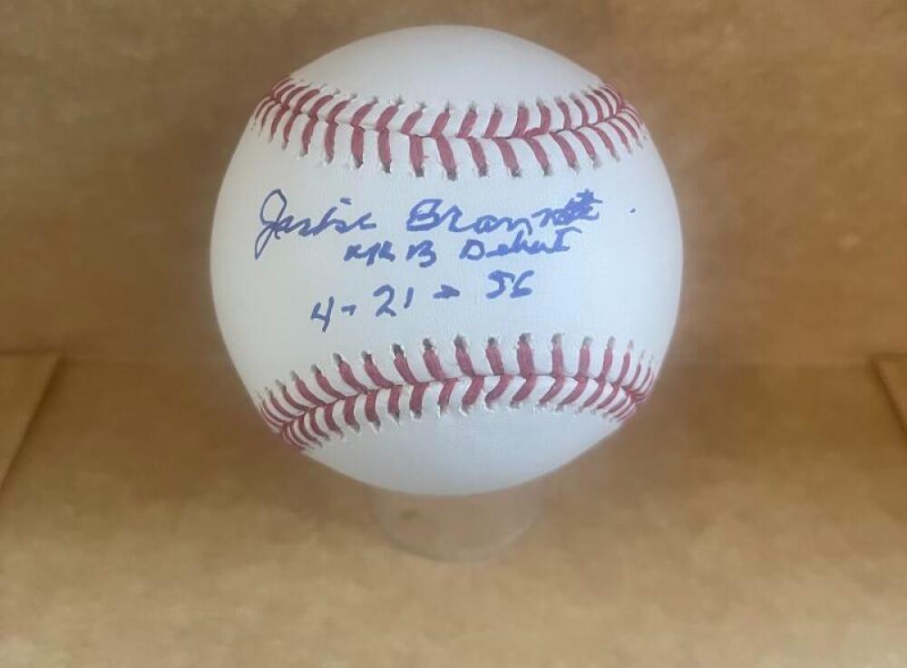 JACKIE BRANDT MLB DEBUT 4-21-56 SIGNED AUTO M.L. BASEBALL BECKETT AUTHENTICATED