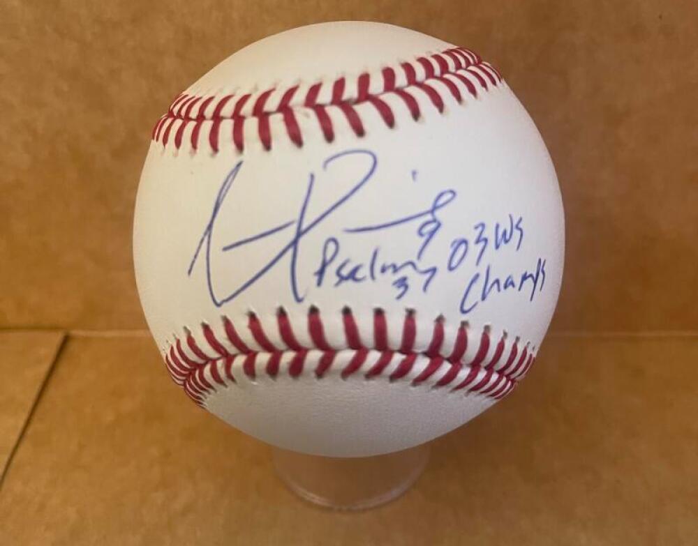 JUAN PIERRE MARLINS 03 WS CHAMPS SIGNED AUTO M.L. BASEBALL BECKETT AUTHENTICATED
