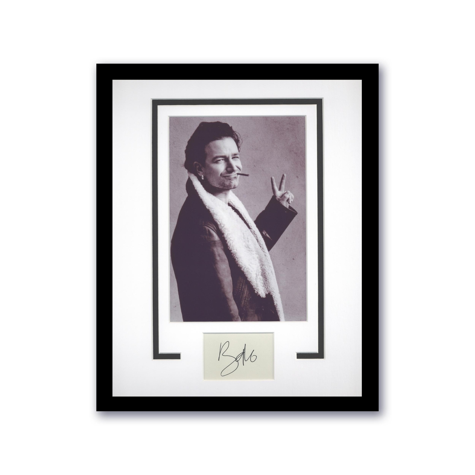 Bono U2 Autograph SIGNED Photo Custom Framed 11x14 Matted Display B ACOA