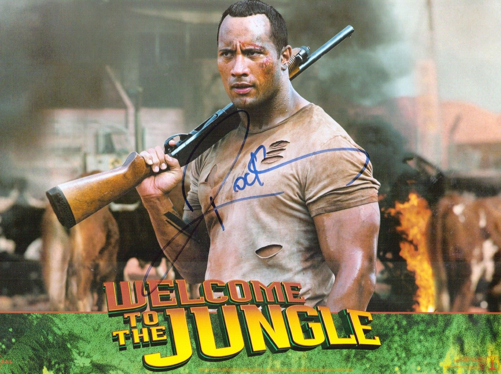 DWAYNE JOHNSON THE ROCK Signed Autograph 8 1/4 x 11 5/8 Movie Photo JSA LOA
