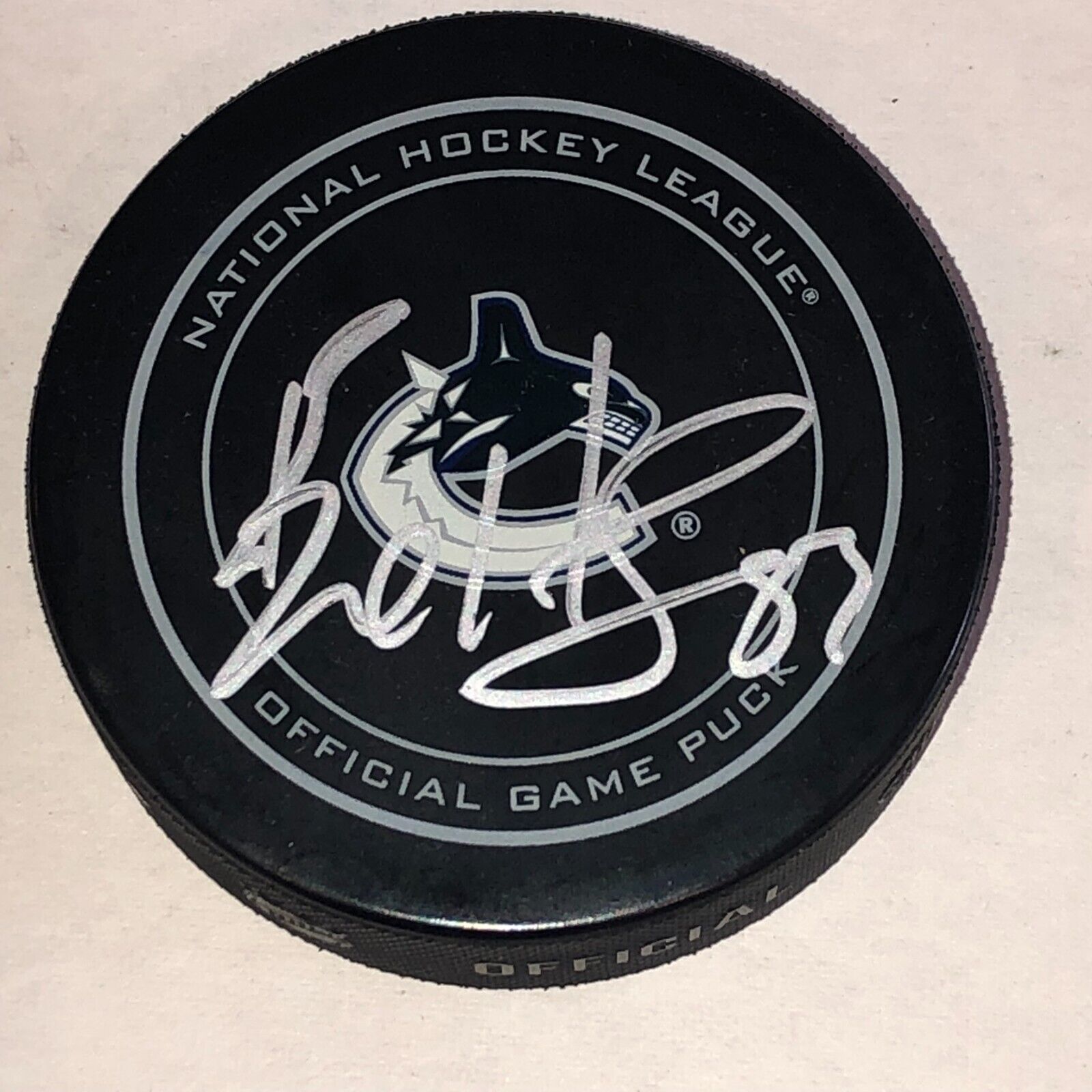 BO HORVAT Signed Vancouver CANUCKS Official GAME Puck Beckett Authenticated BAS