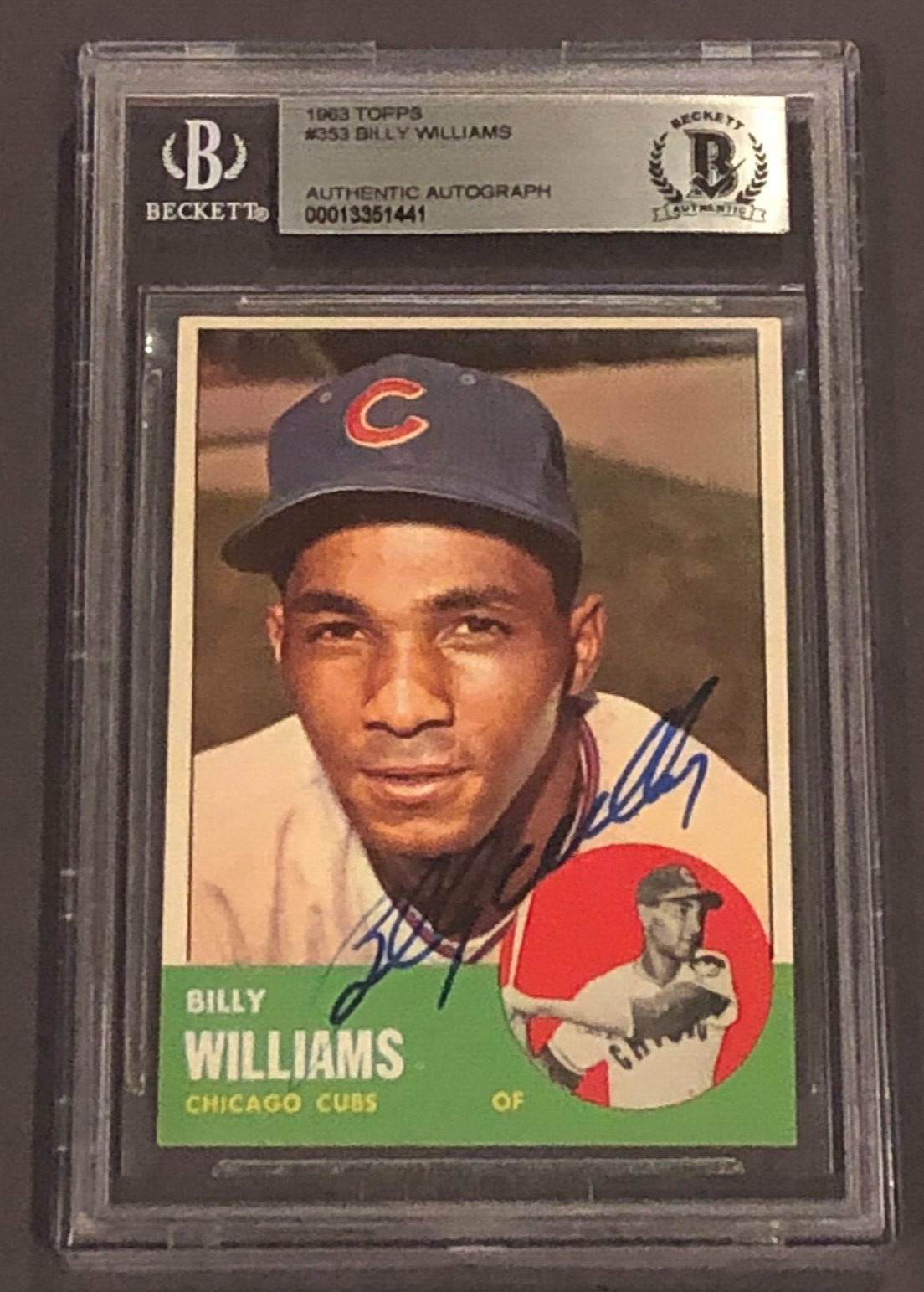 BILLY WILLIAMS Signed 1963 TOPPS Card #353 Beckett Authenticated (BAS)