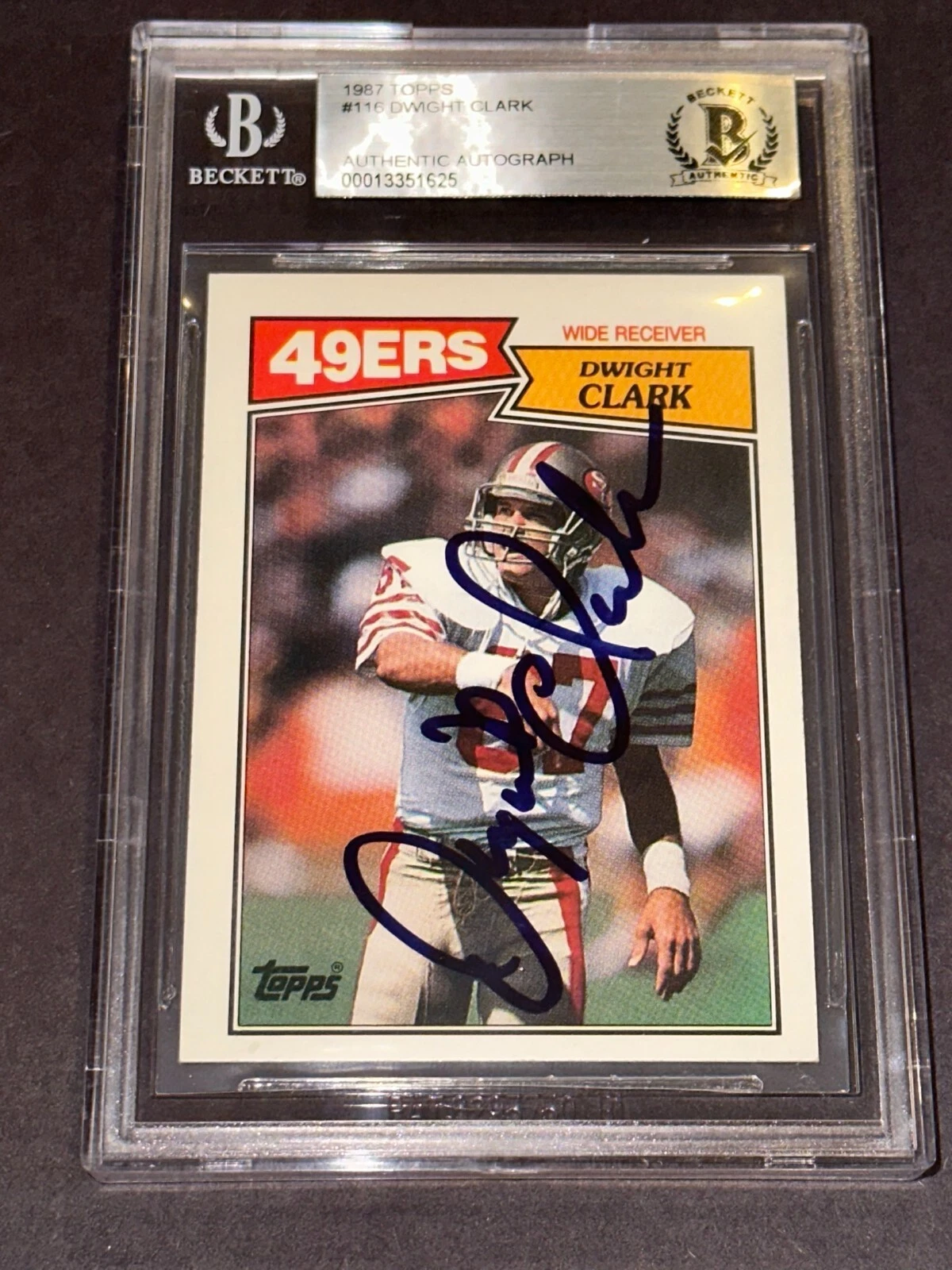 DWIGHT CLARK Signed 1987 TOPPS Card #116 Beckett Authenticated BAS