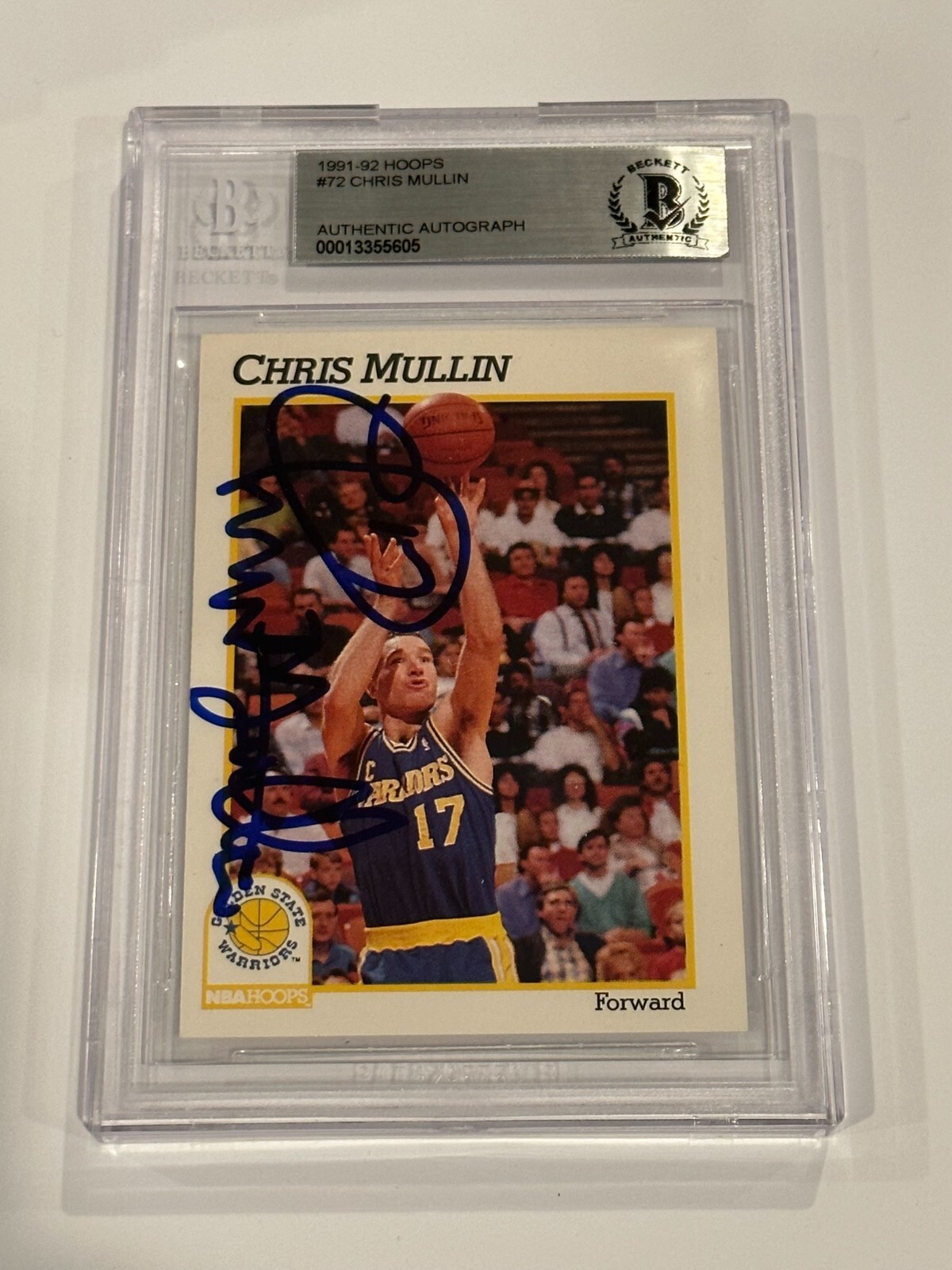 CHRIS MULLIN Signed 1991-92 HOOPS Card #72 Beckett Authenticated BAS
