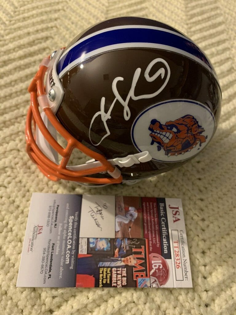 ADAM SANDLER SIGNED MINI HELMET MUD DOGS WATERBOY JSA AUTHENTICATION COA
 COLLECTIBLE MEMORABILIA