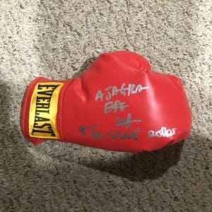 AJAGBA EFE SILENT ROLLER SIGNED AUTOGRAPH BOXING GLOVE COA EVERLAST