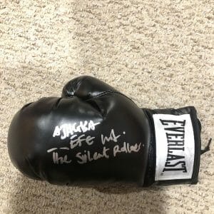 AJAGBA EFE SILENT ROLLER SIGNED AUTOGRAPH BOXING GLOVE COA EVERLAST
