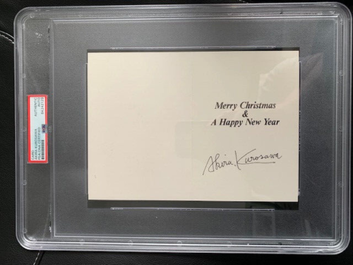 AKIRA KUROSAWA SIGNED XMAS CARD RARE JAPANESE DIRECTOR PSA SLABBED COLLECTIBLE MEMORABILIA