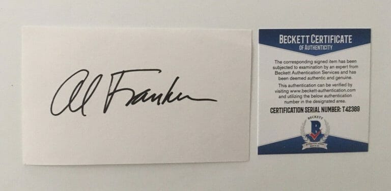 AL FRANKEN SIGNED AUTOGRAPHED 3×5 CARD BAS BECKETT CERTIFIED SNL SENATOR
 COLLECTIBLE MEMORABILIA