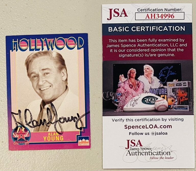 ALAN YOUNG SIGNED AUTOGRAPHED 1991 HOLLYWOOD WALK OF FAME CARD #188 JSA CERT
 COLLECTIBLE MEMORABILIA
