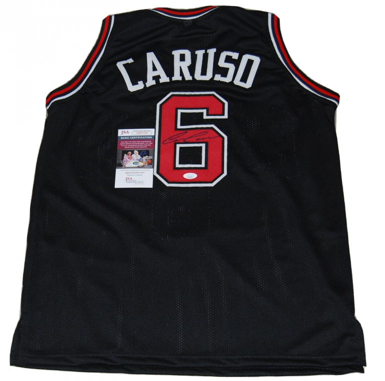 ALEX CARUSO SIGNED (CHICAGO BULLS) BLACK CUSTOM BASKETBALL JERSEY JSA COA COLLECTIBLE MEMORABILIA