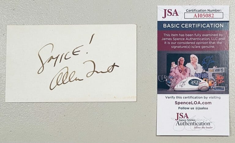 ALLEN FUNT SIGNED AUTOGRAPHED 3×5 CARD JSA CERTIFIED CANDID CAMERA
 COLLECTIBLE MEMORABILIA