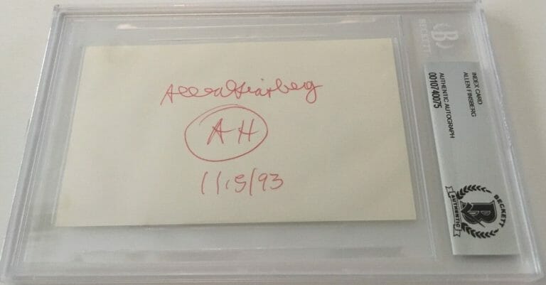 ALLEN GINSBERG SIGNED AUTOGRAPHED 3×5 CARD BAS BECKETT SLAB POET BEAT GENERATION
 COLLECTIBLE MEMORABILIA