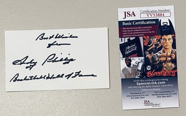 ANDY PHILLIP SIGNED AUTOGRAPHED 3×5 CARD JSA CERT BASKETBALL HOF BOSTON CELTICS
 COLLECTIBLE MEMORABILIA