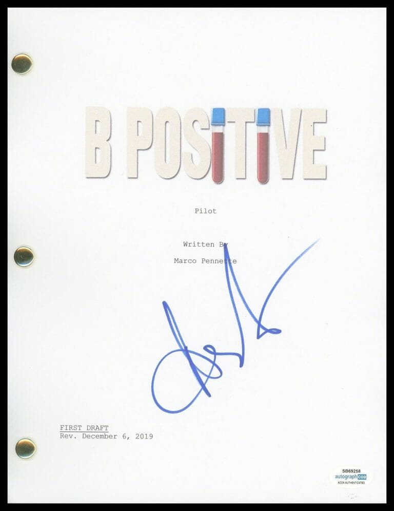ANNALEIGH ASHFORD “B POSITIVE” AUTOGRAPH SIGNED ‘GINA’ PILOT EPISODE SCRIPT ACOA COLLECTIBLE MEMORABILIA