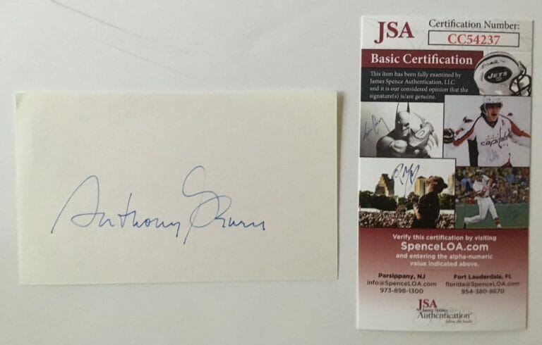 ANTHONY GEARY SIGNED AUTOGRAPHED 3×5 CARD JSA CERTIFIED GENERAL HOSPITAL
 COLLECTIBLE MEMORABILIA