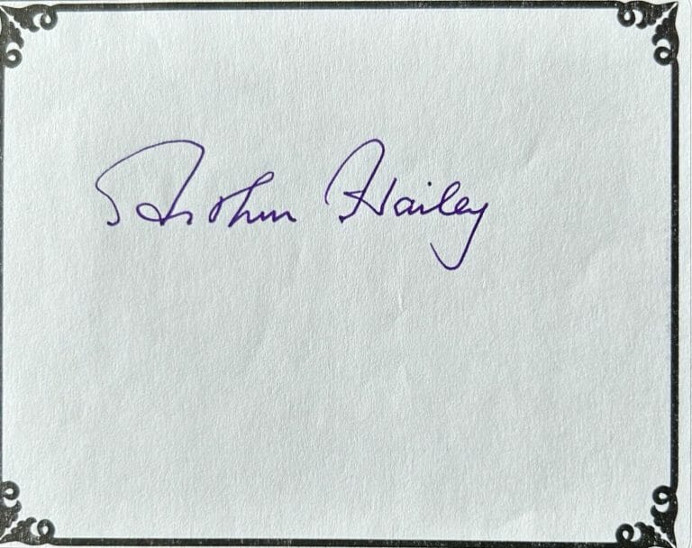 ARTHUR HAILEY SIGNED AUTOGRAPH 3.5X4 INCH BOOKPLATE COLLECTIBLE MEMORABILIA