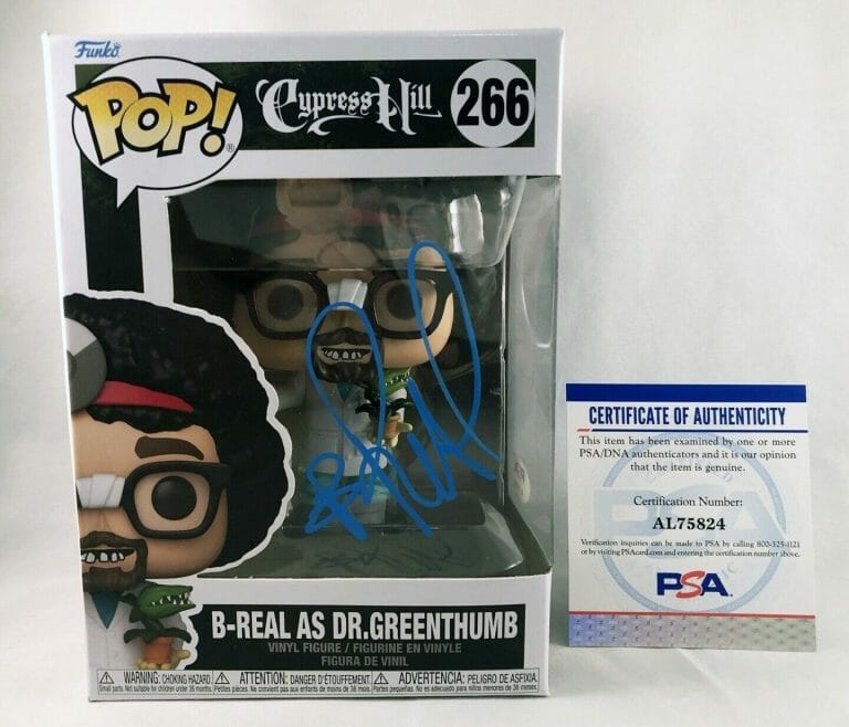 B-REAL SIGNED FUNKO POP DR. GREENTHUMB CYPRESS HILL PSA/DNA 4 COA COLLECTIBLE MEMORABILIA