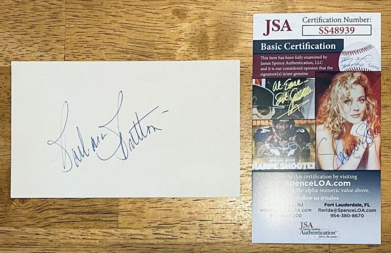 BARBARA BRITTON SIGNED AUTOGRAPHED 3×5 CARD JSA CERTIFIED THE FABULOUS SUZANNE
 COLLECTIBLE MEMORABILIA
