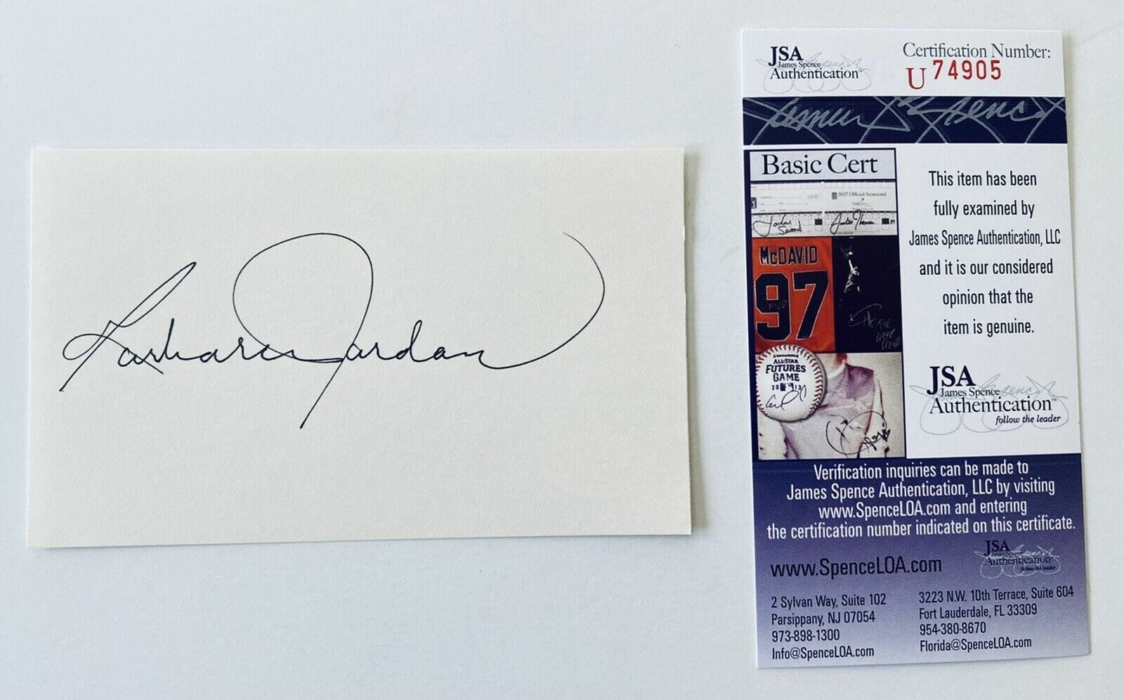 Barbara Jordan Signed Autographed 3x5 Card JSA Certified
Opens in a new window or tab