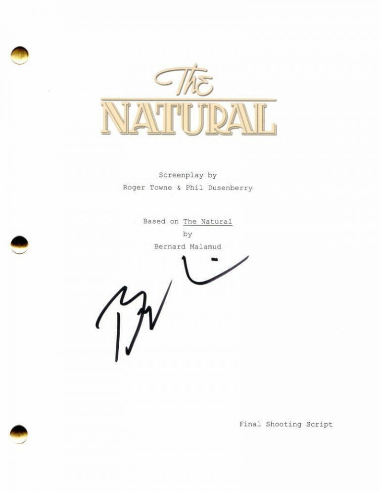 BARRY LEVINSON SIGNED AUTOGRAPH THE NATURAL FULL MOVIE SCRIPT W/ ROBERT REDFORD COLLECTIBLE MEMORABILIA