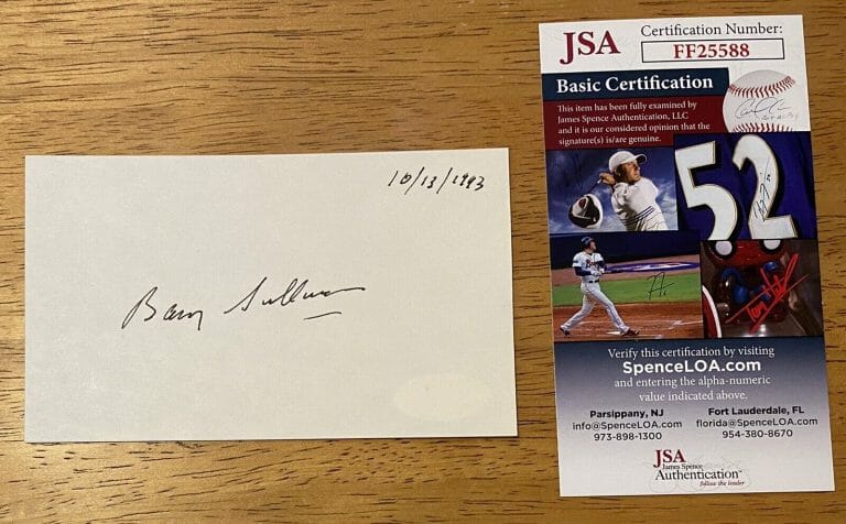 BARRY SULLIVAN SIGNED AUTOGRAPHED 3×5 CARD JSA CERTIFIED ACTOR
 COLLECTIBLE MEMORABILIA