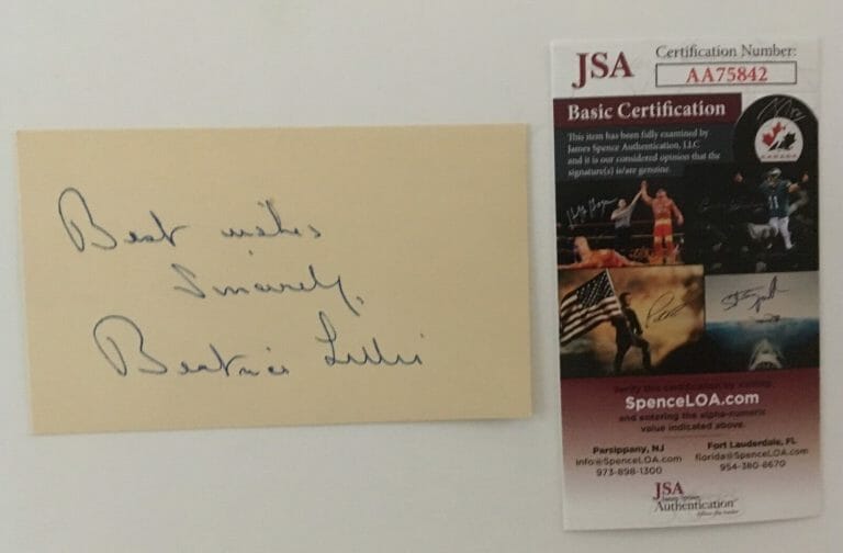 BEATRICE LILLIE SIGNED AUTOGRAPHED 3×5 CARD JSA CERTIFIED
 COLLECTIBLE MEMORABILIA
