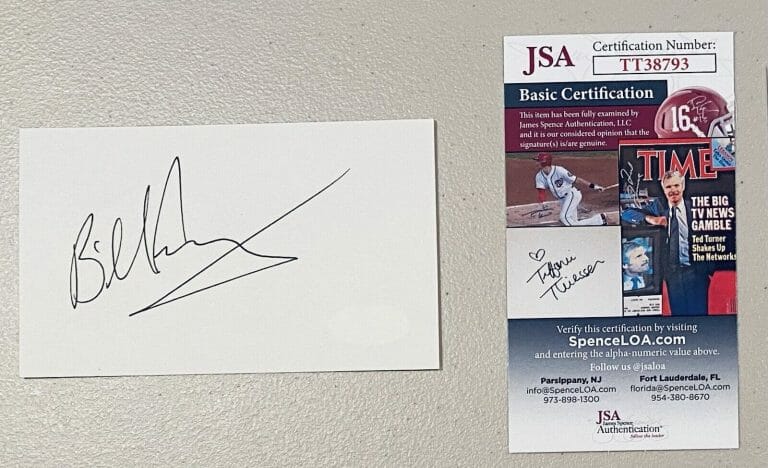 BILL TORREY SIGNED AUTOGRAPHED 3×5 CARD JSA CERTED NEW YORK ISLANDERS HOCKEY HOF
 COLLECTIBLE MEMORABILIA