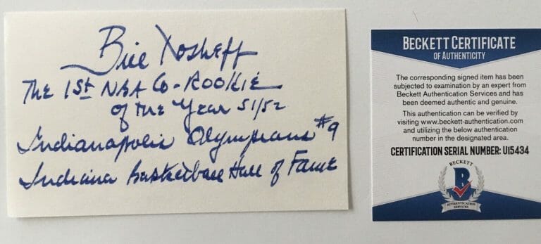BILL TOSHEFF SIGNED AUTOGRAPHED 3×5 CARD BAS BECKETT CERTIFIED FIRST NBA ROY
 COLLECTIBLE MEMORABILIA