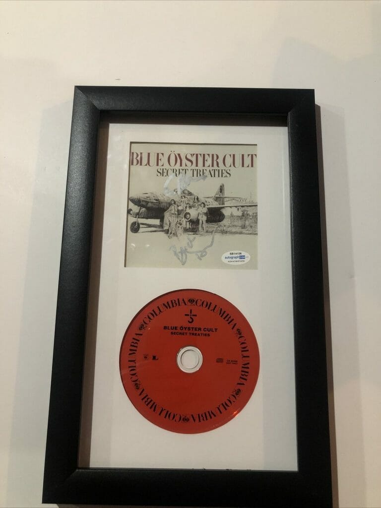 BLUE OYSTER CULT SIGNED AUTOGRAPH FRAMED CD DISPLAY SECRET TREATIES ACOA COA COLLECTIBLE MEMORABILIA