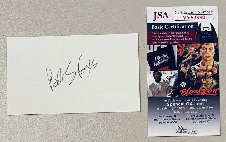 BOB STOOPS SIGNED AUTOGRAPHED 3×5 CARD JSA CERT COLLEGE FOOTBALL HOF OKLAHOMA
 COLLECTIBLE MEMORABILIA
