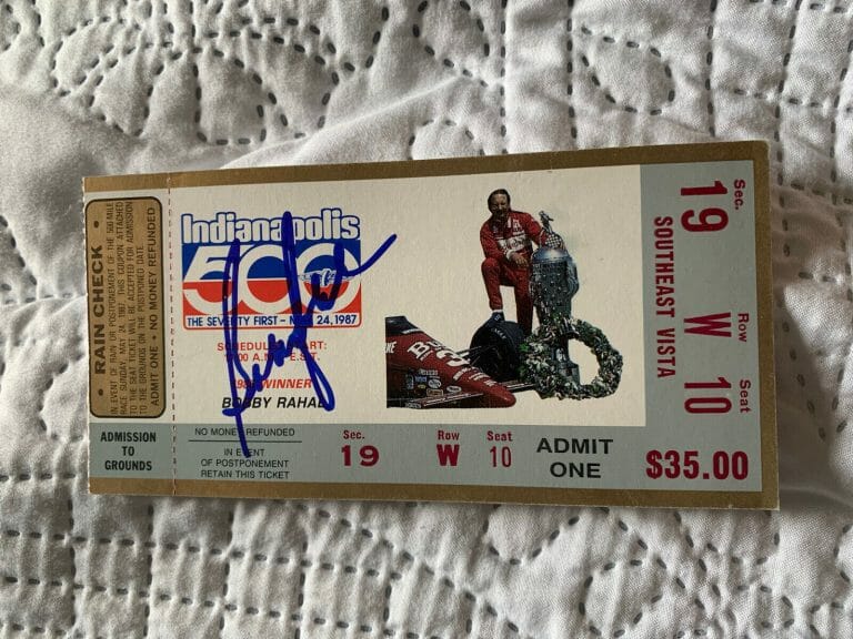 BOBBY RAHAL (1986 WIN) SIGNED INDIANAPOLIS INDY 500 TICKET 1987 RACE
 COLLECTIBLE MEMORABILIA