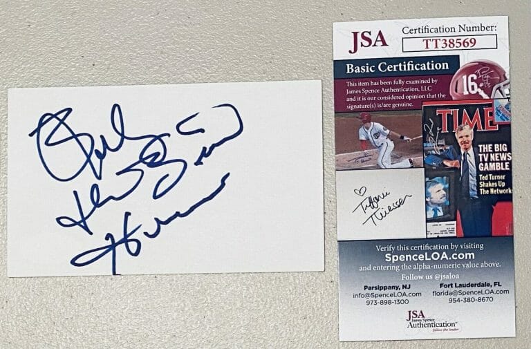 BOBBY THE BRAIN HEENAN SIGNED AUTOGRAPHED 3×5 CARD JSA CERT WWF WWE MANAGER
 COLLECTIBLE MEMORABILIA