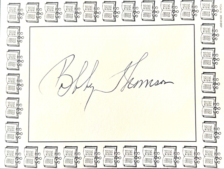 BOBBY THOMSON SIGNED AUTOGRAPH 3×4 BOOKPLATE COLLECTIBLE MEMORABILIA