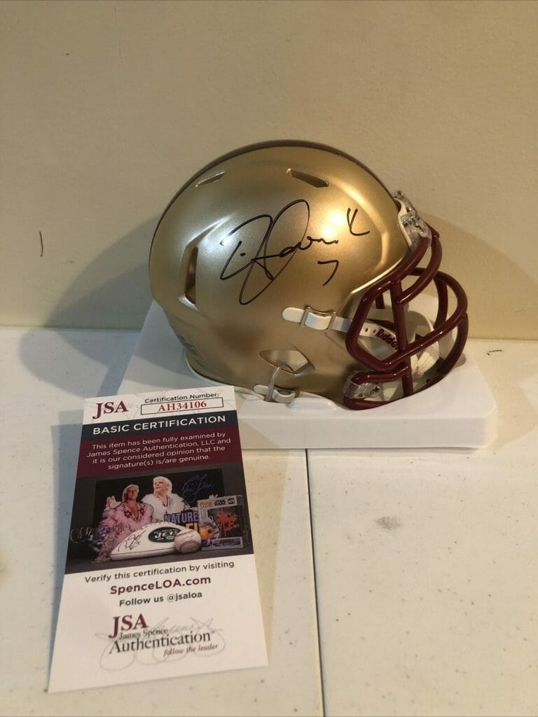 BOSTON COLLEGE EAGLES- TIM HASSELBECK SIGNED AUTOGRAPH MINI HELMET JSA COA COLLECTIBLE MEMORABILIA