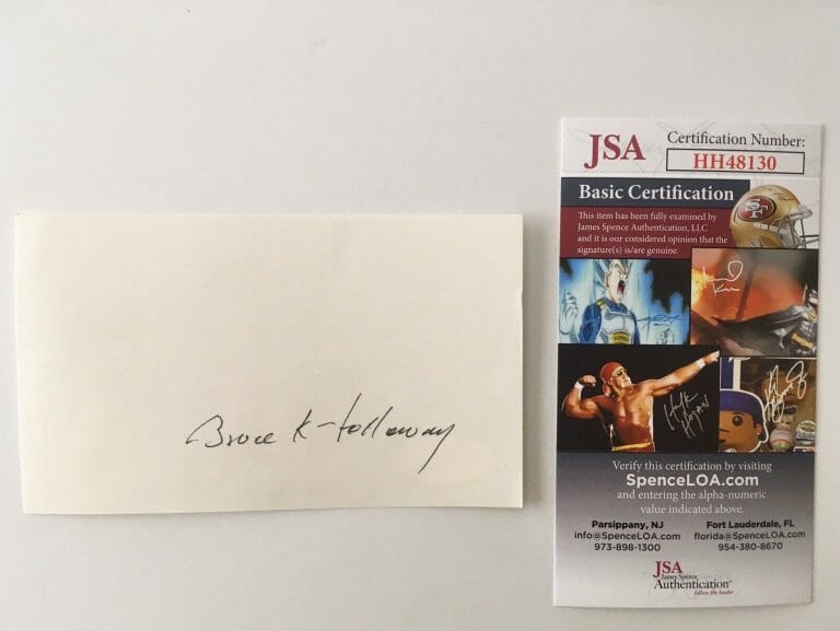BRUCE HOLLOWAY SIGNED AUTOGRAPHED 3×5 CARD JSA CERTIFIED AIR FORCE GENERAL
 COLLECTIBLE MEMORABILIA