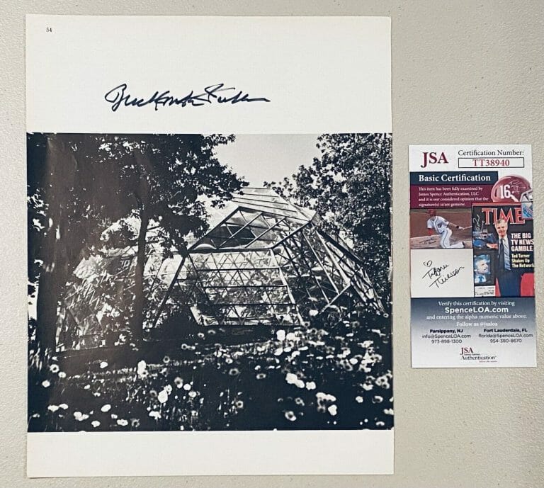 BUCKMINSTER FULLER SIGNED AUTOGRAPHED 8×10 BOOK PAGE JSA CERT ARCHITECT 2
 COLLECTIBLE MEMORABILIA