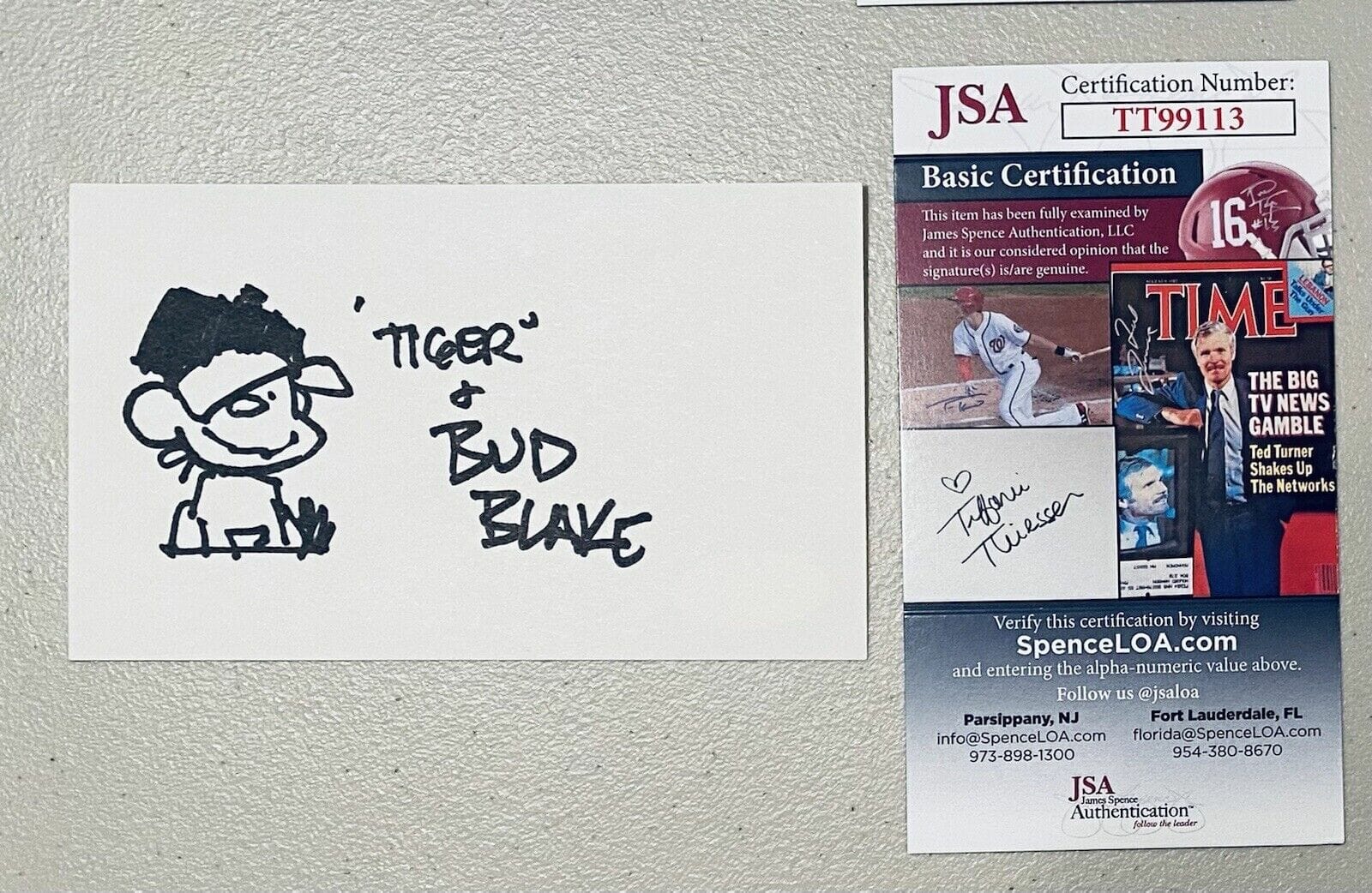 Bud Blake Signed Autographed 3x5 Card W Sketch JSA Cert Bud Blake Signed Autographed 3x5 Card W Sketch JSA Cert