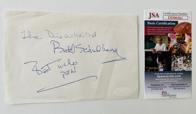 BUDD SCHULBERG SIGNED AUTOGRAPHED 5×7 ALBUM PAGE JSA CERTIFIED ON THE WATERFRONT
 COLLECTIBLE MEMORABILIA