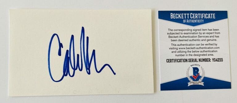 CALVIN KLEIN SIGNED AUTOGRAPHED 3×5 CARD BAS BECKETT CERTIFIED
 COLLECTIBLE MEMORABILIA