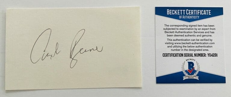 CARL REINER SIGNED AUTOGRAPHED 3×5 CARD BAS BECKETT CERTIFIED
 COLLECTIBLE MEMORABILIA