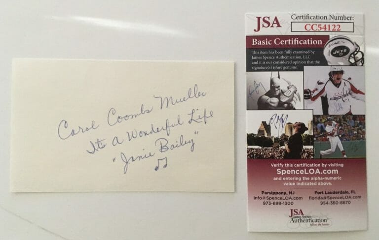 CAROL COOMBS SIGNED AUTOGRAPHED 3×5 CARD JSA CERTIFIED
 COLLECTIBLE MEMORABILIA