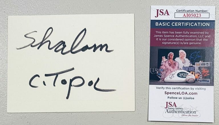 CHAIM TOPOL SIGNED AUTOGRAPHED 4 X 5.5 CARD JSA CERTIFIED FIDDLER ON THE ROOF
 COLLECTIBLE MEMORABILIA